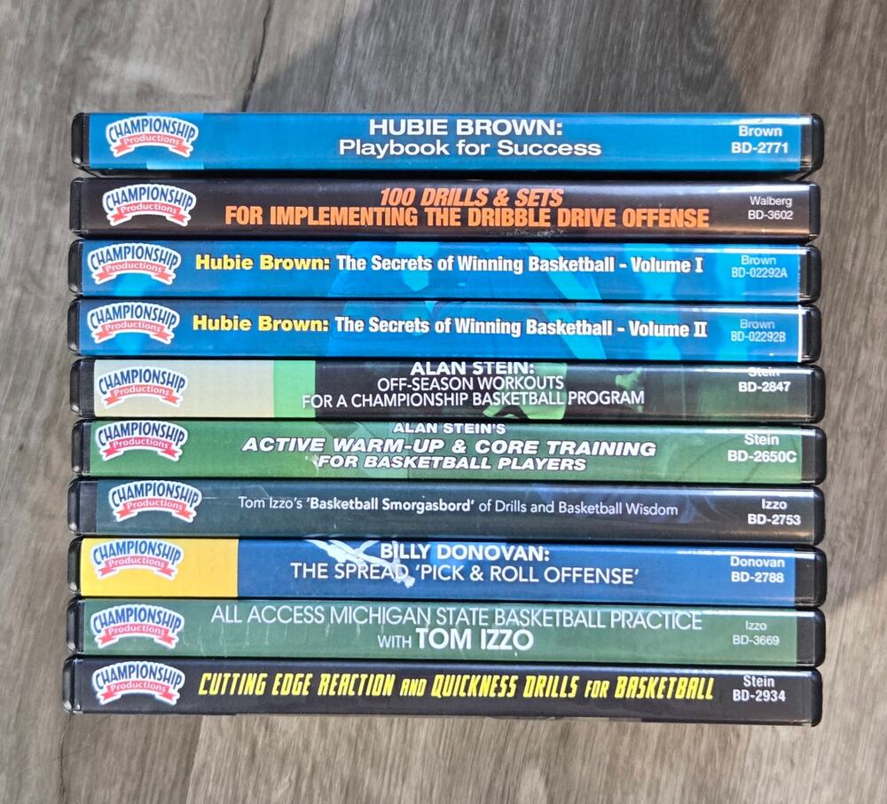 Championship Productions Basketball Training 10 DVD Lot Hubie Brown Alan Stein